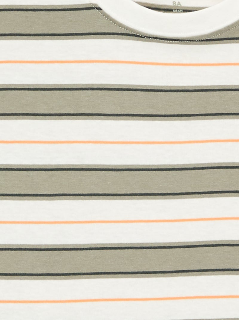 T-shirt às riscas de manga curta Branco - Kiabi