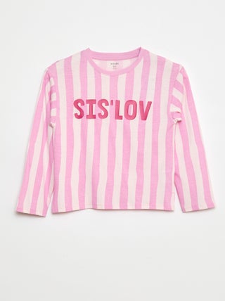 T-shirt às riscas em algodão