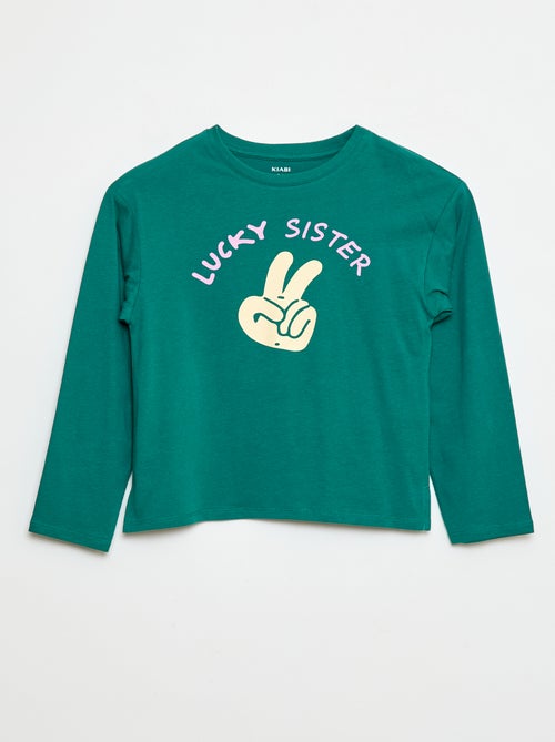 T-shirt às riscas em algodão - Kiabi