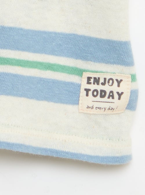 T-shirt às riscas em jérsei de algodão e linho - Kiabi