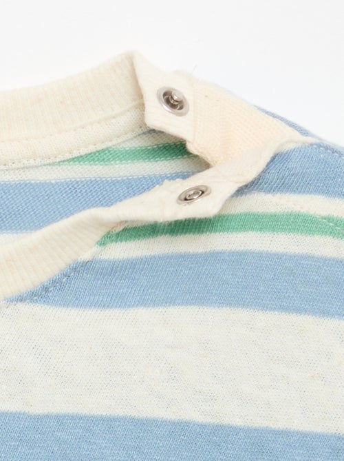 T-shirt às riscas em jérsei de algodão e linho - Kiabi