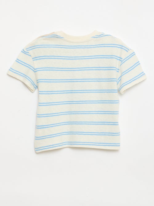 T-shirt às riscas em jérsei de algodão e linho - Kiabi