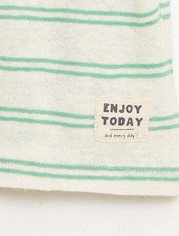 T-shirt às riscas em jérsei de algodão e linho