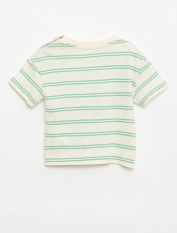 T-shirt às riscas em jérsei de algodão e linho