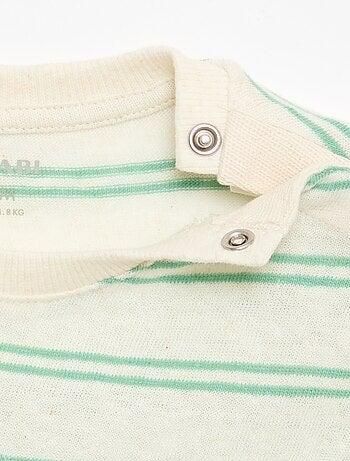 T-shirt às riscas em jérsei de algodão e linho