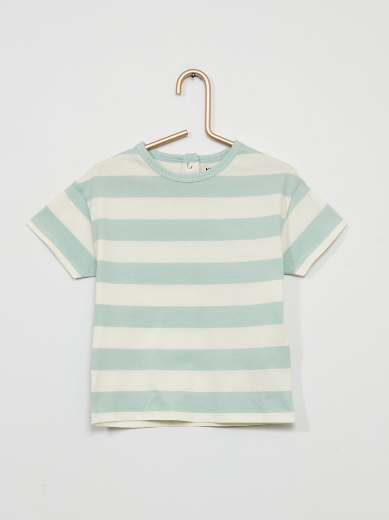 T-shirt às riscas em jersey AZUL - Kiabi
