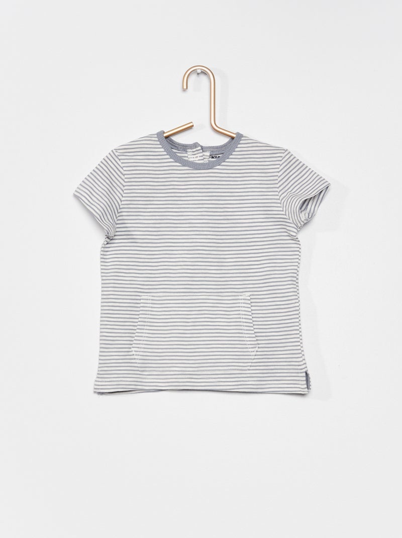 T-shirt às riscas em jersey AZUL - Kiabi