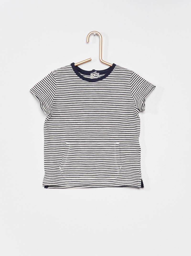 T-shirt às riscas em jersey AZUL - Kiabi