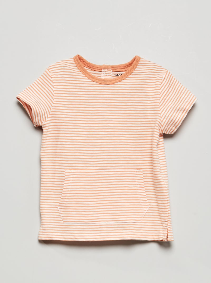 T-shirt às riscas em jersey LARANJA - Kiabi