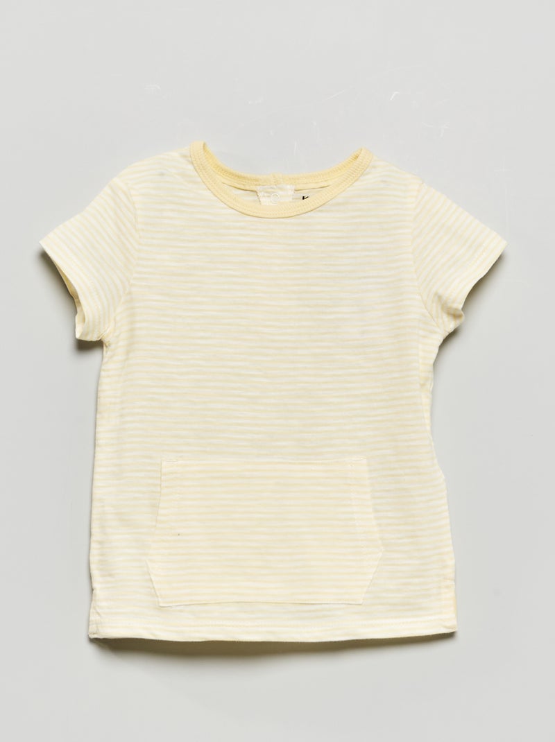 T-shirt às riscas em jersey Listrado Amarelo - Kiabi