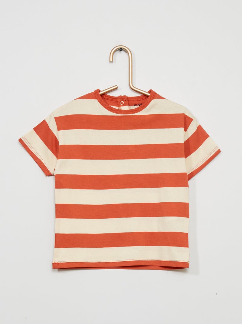 T-shirt às riscas em jersey VERMELHO - Kiabi