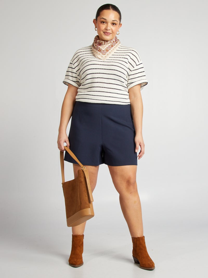 T-shirt às riscas larga de manga curta AZUL - Kiabi