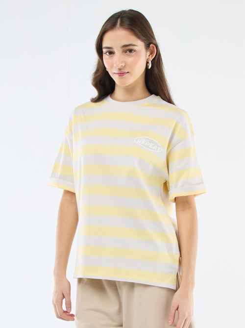 T-shirt às riscas largas - Kiabi