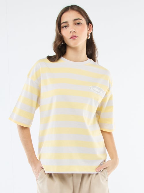 T-shirt às riscas largas - Kiabi