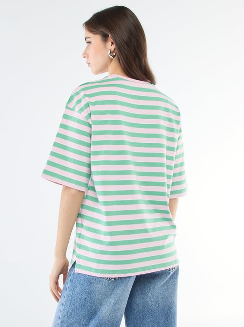 T-shirt às riscas largas - Kiabi