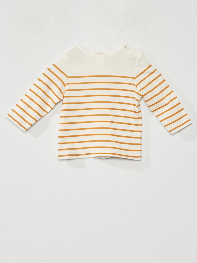 T-shirt às riscas Listrado Amarelo - Kiabi