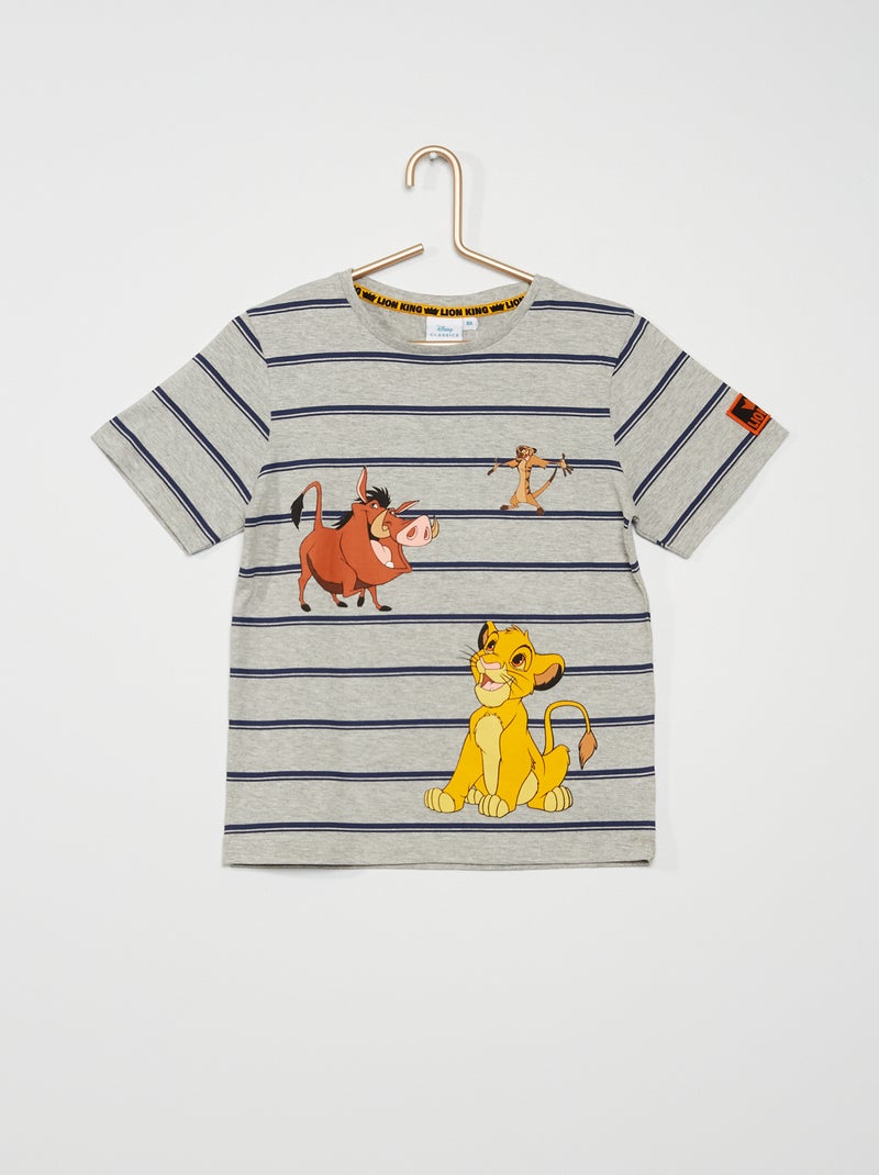 T-shirt às riscas 'O Rei Leão' Cinza - Kiabi