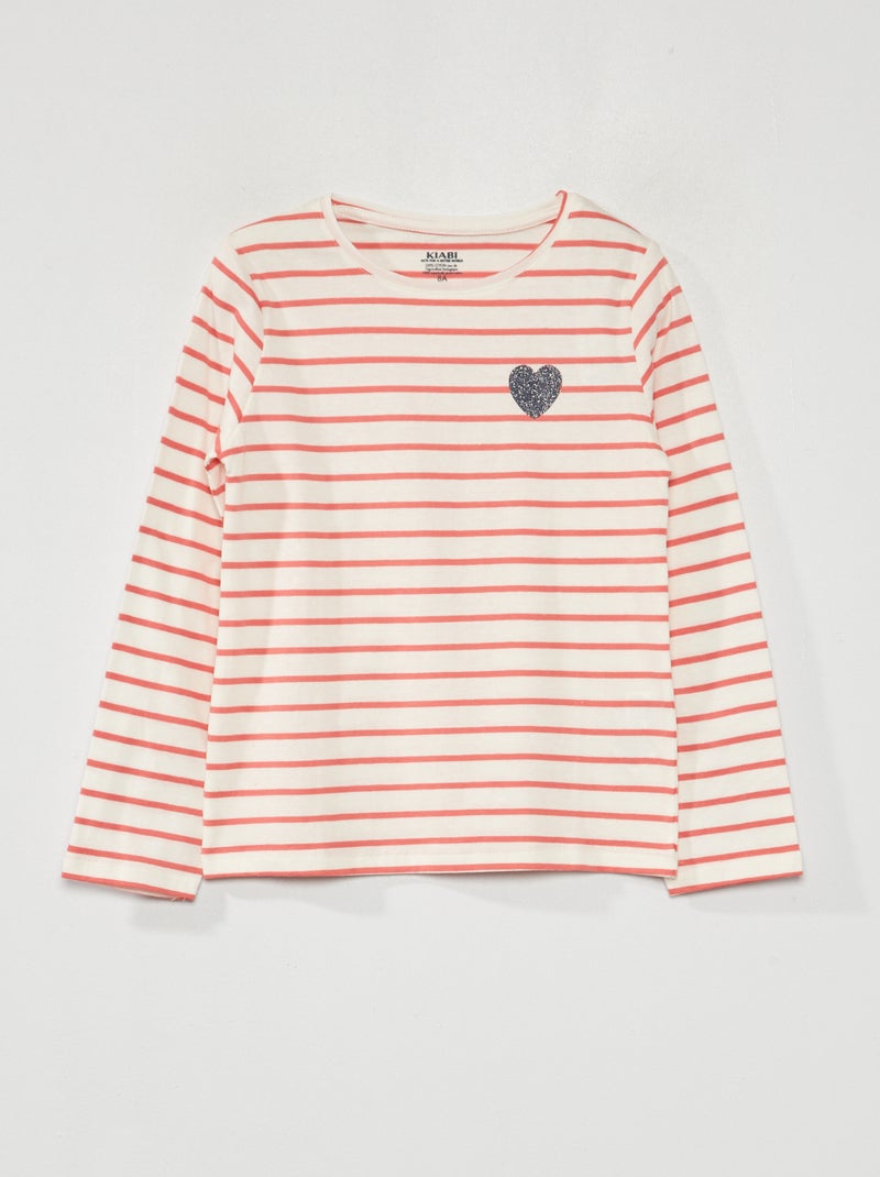 T-shirt 'às riscas' ROSA - Kiabi
