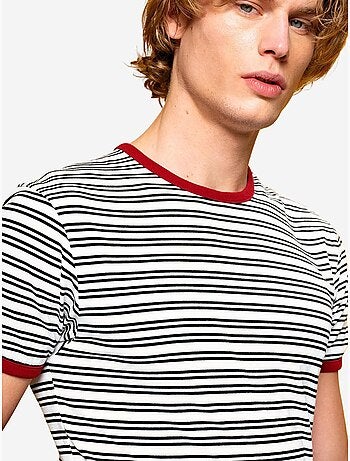 T-shirt às riscas slim fit com decote redondo giesto