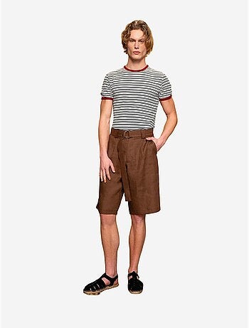 T-shirt às riscas slim fit com decote redondo giesto