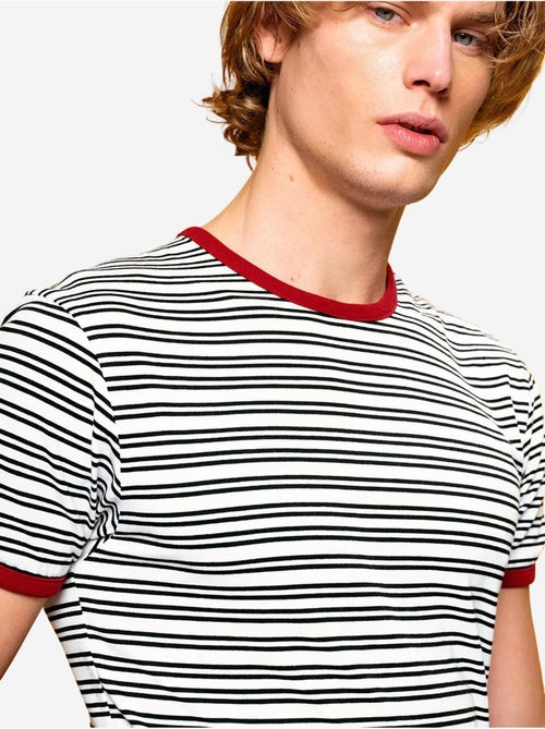 T-shirt às riscas slim fit com decote redondo giesto - Kiabi T-shirt às riscas slim fit com decote redondo giesto - Kiabi