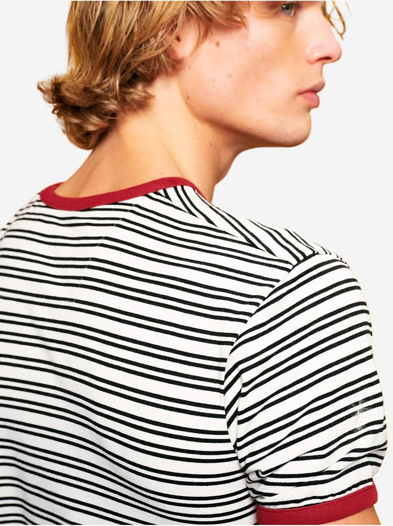 T-shirt às riscas slim fit com decote redondo giesto Branco - Kiabi
