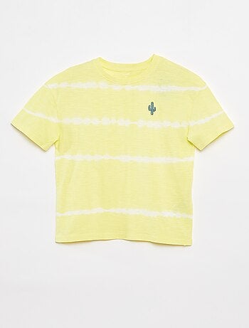 T-shirt às riscas tie and dye