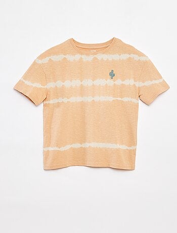 T-shirt às riscas tie and dye
