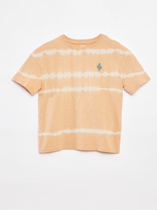 T-shirt às riscas tie and dye