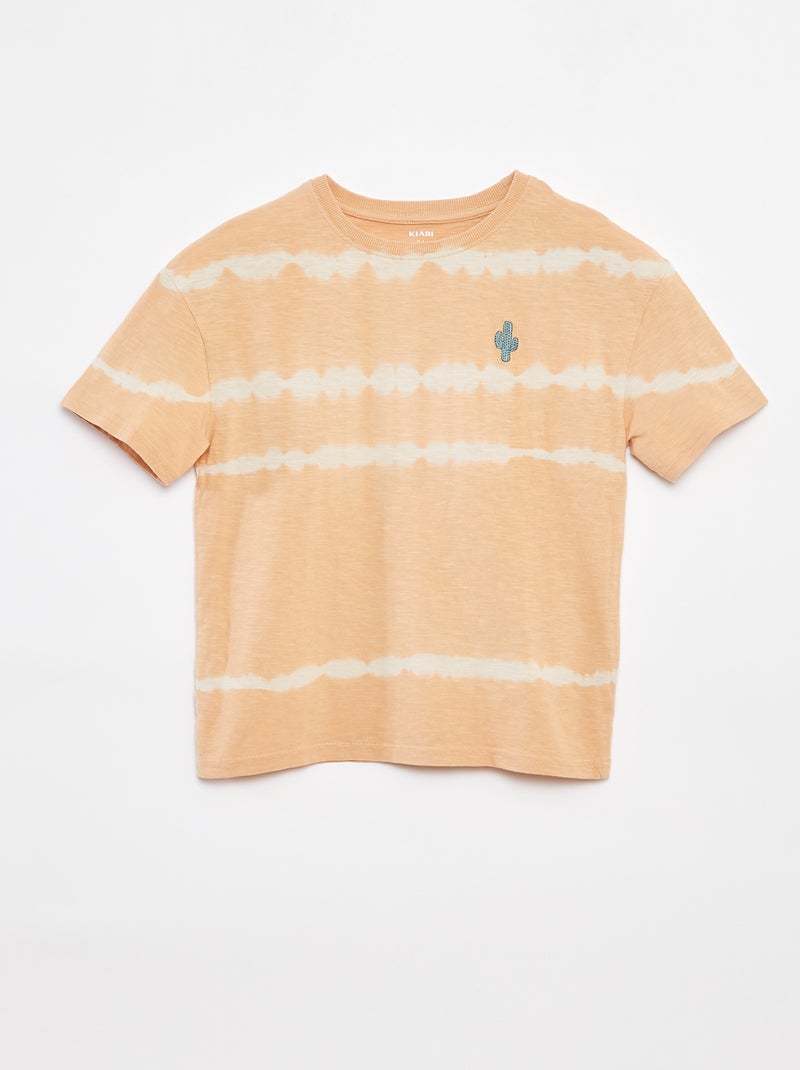 T-shirt às riscas tie and dye BEGE - Kiabi