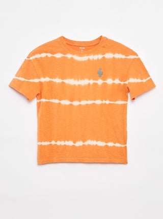 T-shirt às riscas tie and dye