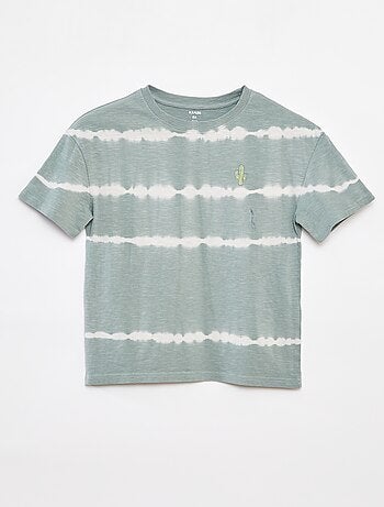 T-shirt às riscas tie and dye