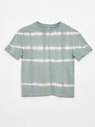 T-shirt às riscas tie and dye
