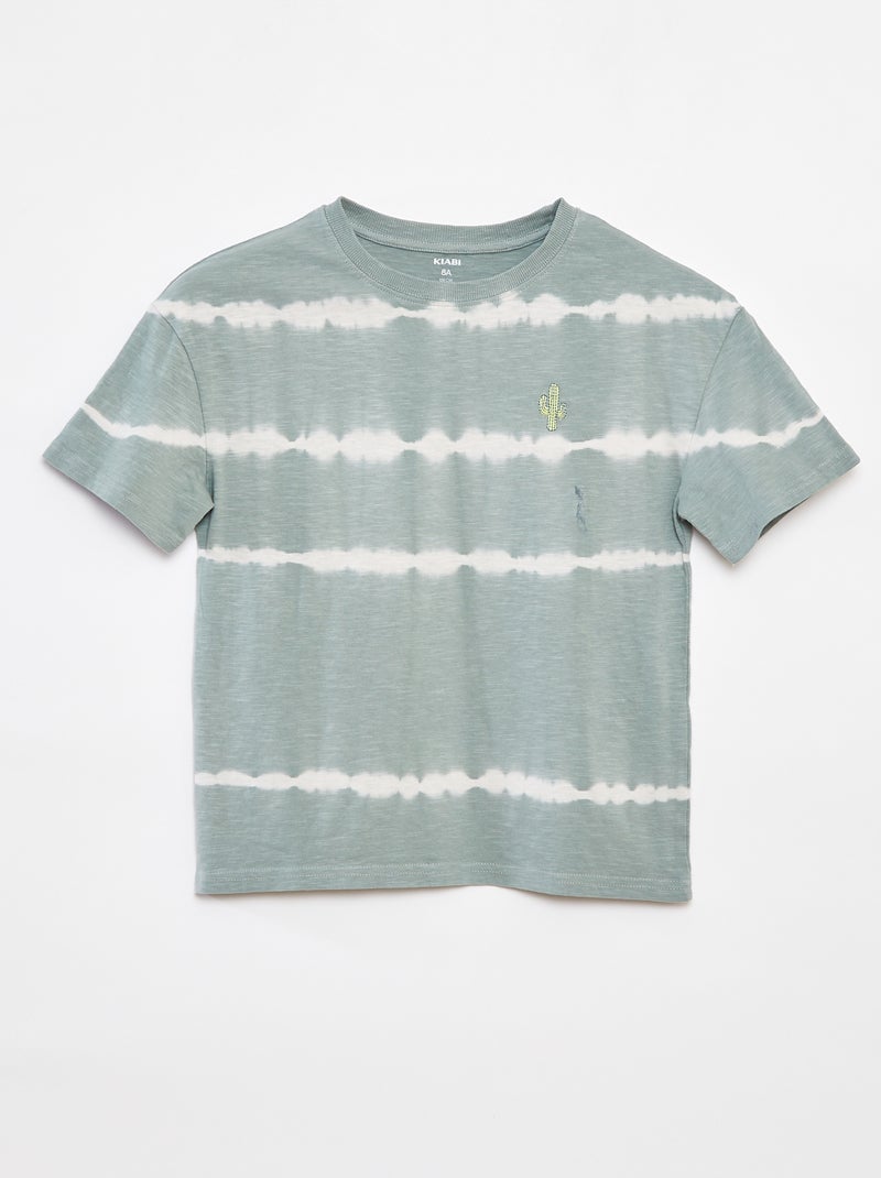 T-shirt às riscas tie and dye VERDE - Kiabi