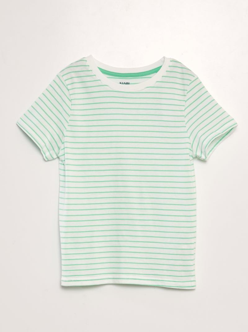 T-shirt às riscas VERDE - Kiabi