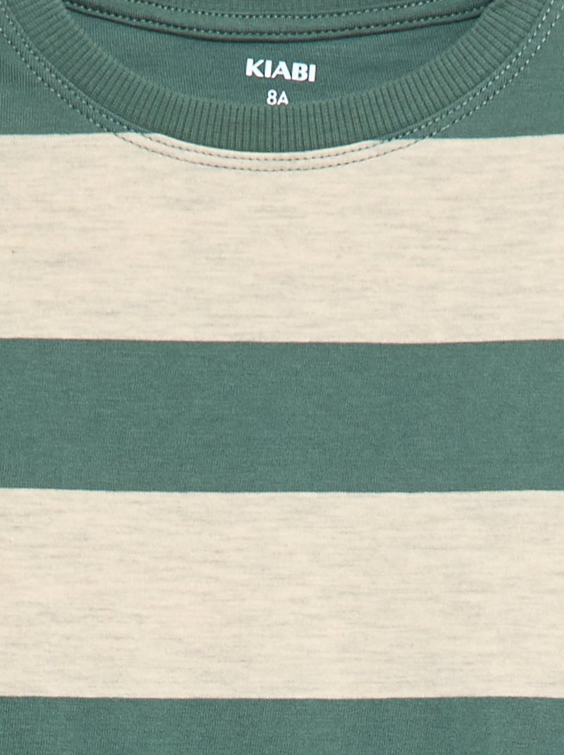 T-shirt às riscas Verde - Kiabi
