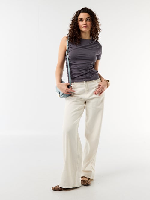 T-shirt assimétrica com drapeado no ombro - Kiabi