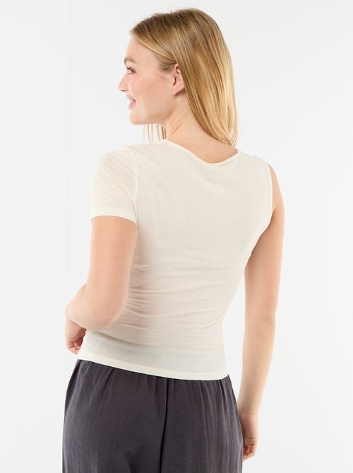 T-shirt assimétrica com drapeado no ombro - Kiabi