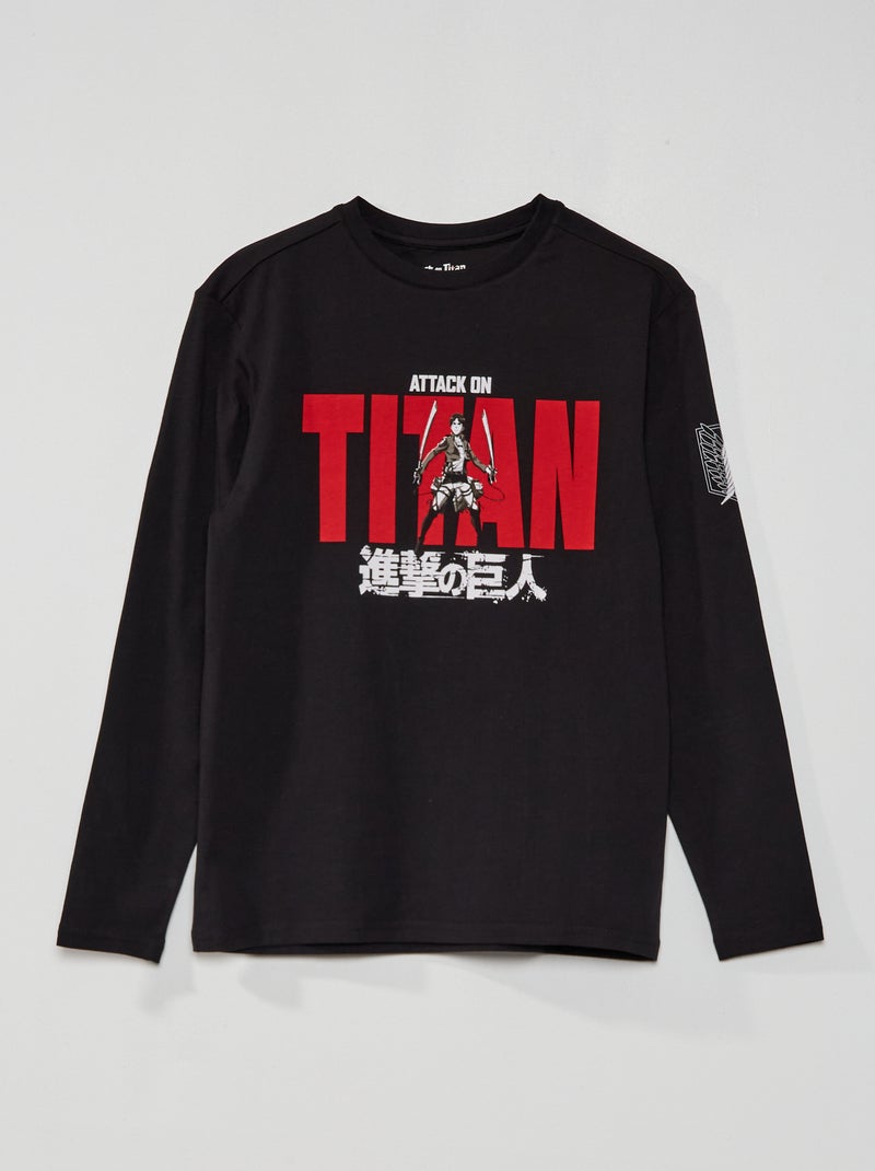 T-shirt 'Ataque dos Titãs' gola redonda Preto - Kiabi