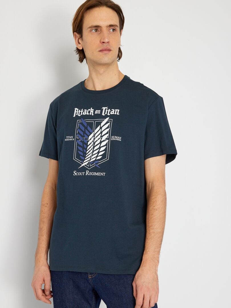 T-shirt 'Attack on Titan' Azul Preto - Kiabi
