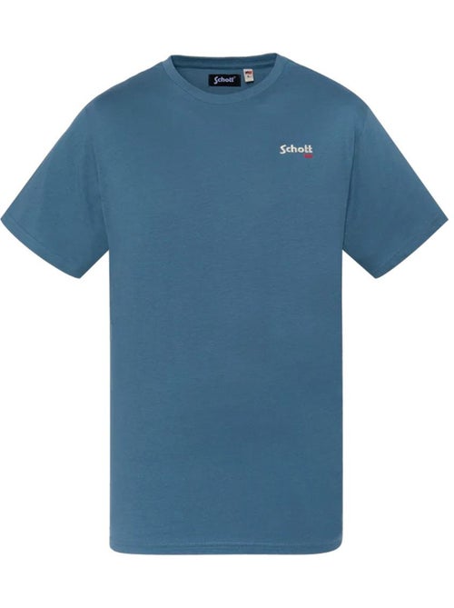 T-Shirt Azul Bordado Schott para Homem - Kiabi
