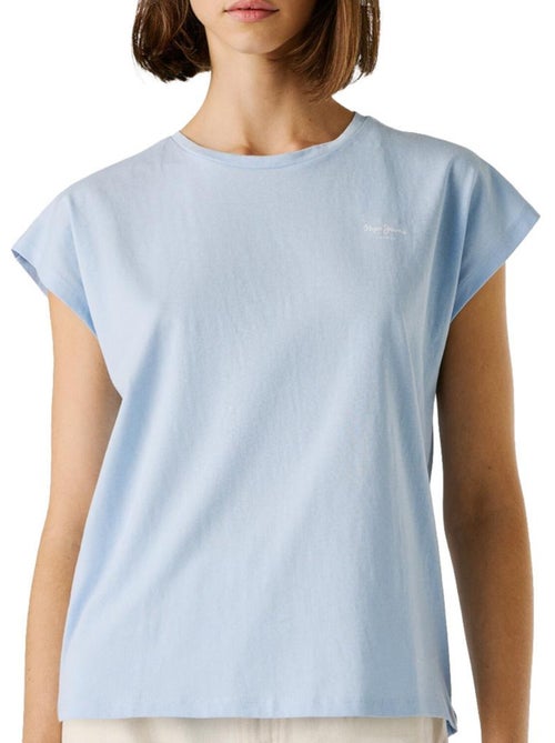 T-shirt azul claro para mulher pepe jeans bloom0 - Kiabi