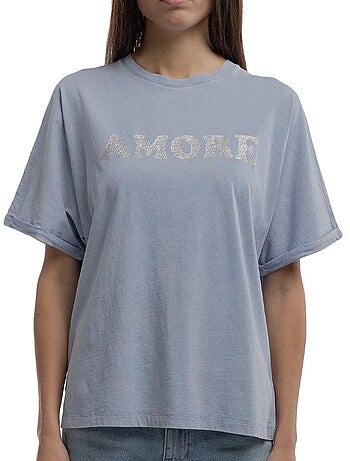 T-shirt Azul Glitter para Mulher Teddy Smith