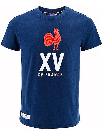 T-shirt azul-marinho seleção francesa de râguebi ? Coleção serge ? Licença oficial ffr