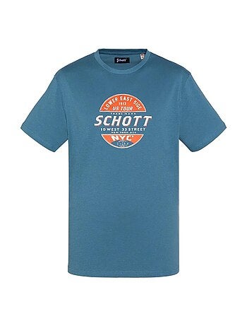 T-shirt Azul para Homem Schott TSUSTOUR