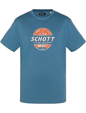 T-shirt Azul para Homem Schott TSUSTOUR