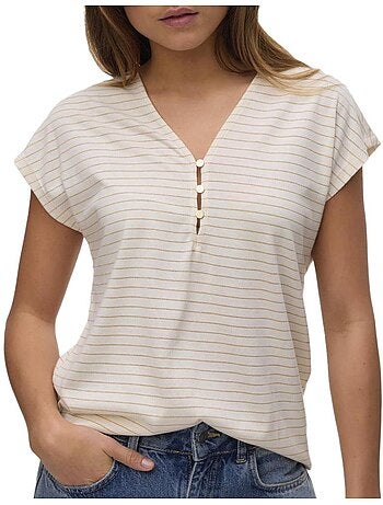 T-Shirt Balola Bege para Mulher Vero Moda