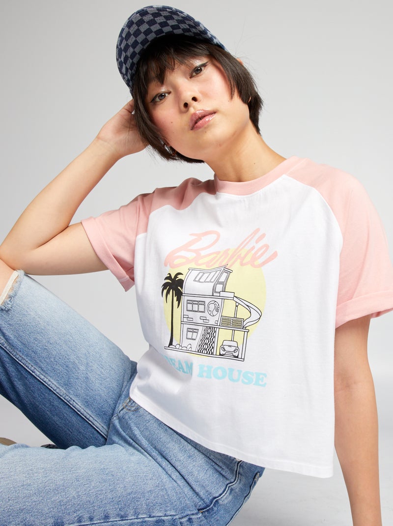 T-shirt 'Barbie' cropped BRANCO - Kiabi