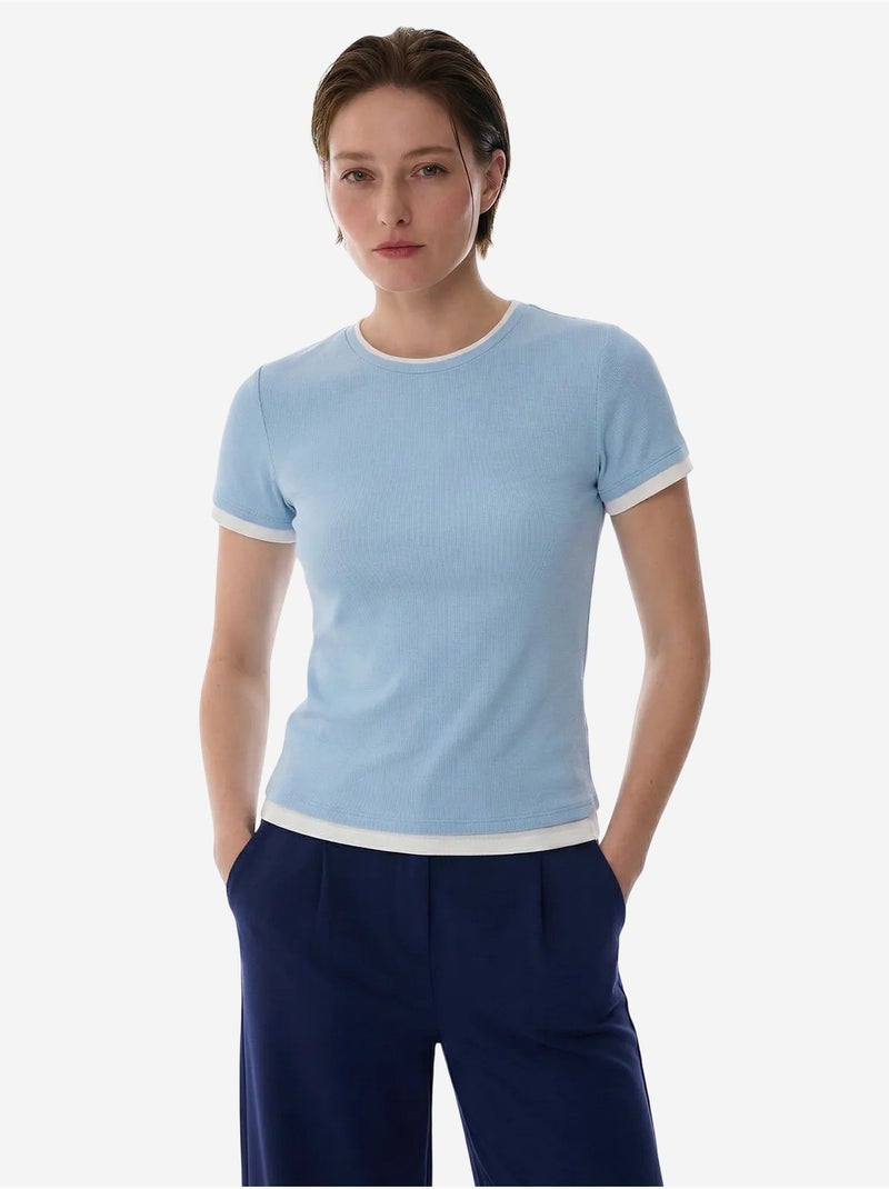 T-shirt basic layer de mulher penti Azul-céu - Kiabi