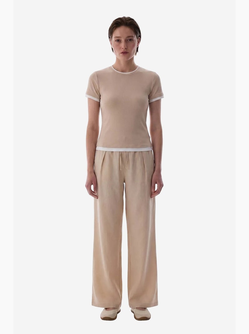 T-shirt basic layer de mulher penti Bege-argila - Kiabi